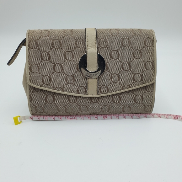 Oroton Cream/Beige Canvas Leather Cosmetic Bag Make Up Case - Picture 11 of 16